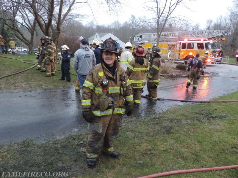 FF Mike Hochhaus take a break to pose for a quick photo. PHOTO BY: Travis Tiffany